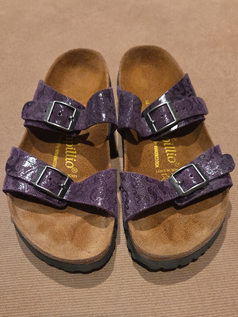 Papillio By Birkenstock Purple Double-Buckle Slide Sandals Size 39